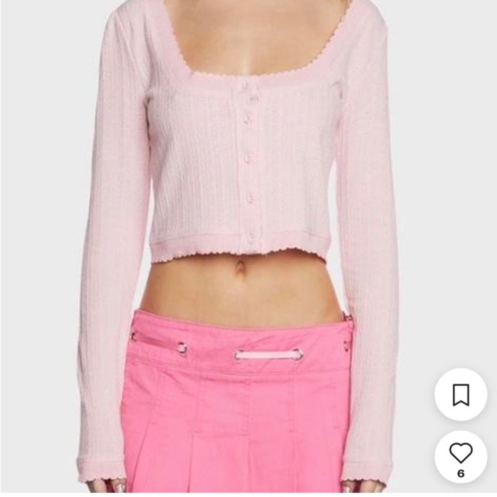 Dolls kill pink square collar tight cardigan